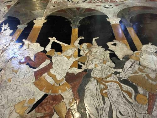 The spectacular inlaid marble floor