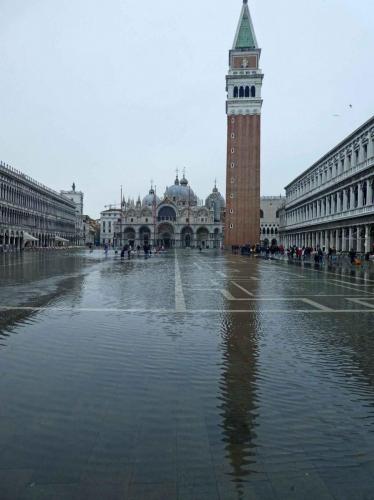 Piazza San Marco about 9:00am New Year's Day; fortunately it wasn't like this 12 hours earlier (the water is calf deep in places)