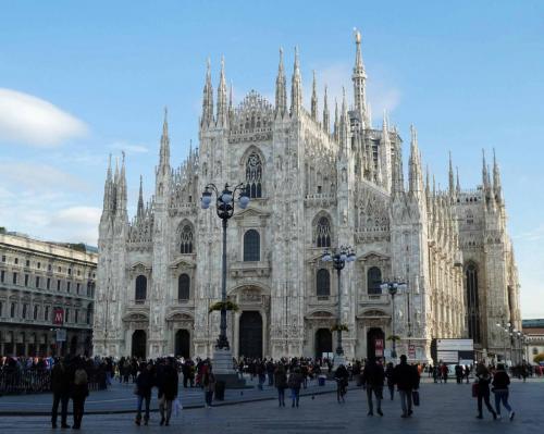 The Duomo is  the heart of the city -Milan's streets encircle the Cathedral and radiate out from it