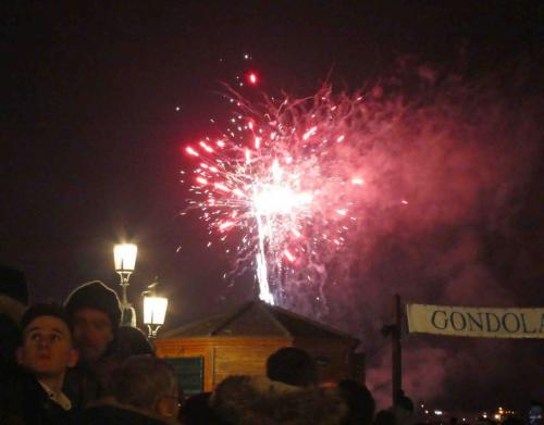 Watching the fireworks from Piazza San Marco, with thousands of others