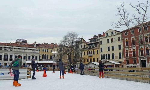 Ice skating, but not on a frozen canal