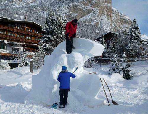 The annual ice sculpting competition was underway in the town