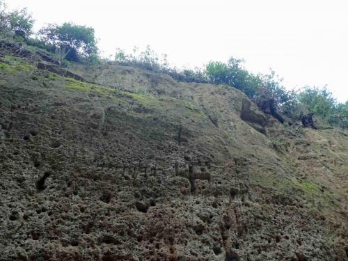 Etruscan writing is still visible on the wall of this pathway (it's read right to left apparently); the symbol that resembles a swastika was the Etruscan sign for the sun 