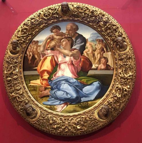 Michelangelo's only easel painting, the 'Tondo Doni' (1506), is exhibited here