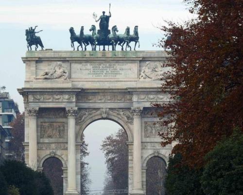 Another city gate, the Porta Sempione, is marked by the triumphal 'Arch of Peace'