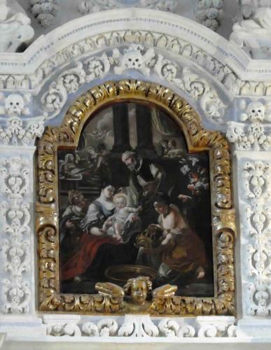 Above her hangs 'La Madonna del Suffragio', by Neopolitan painter Paolo Da Matteis