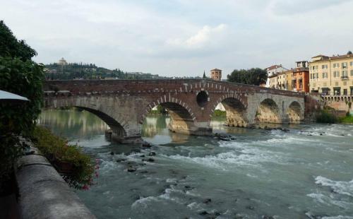 Ponte Pietra crossing the Adige River