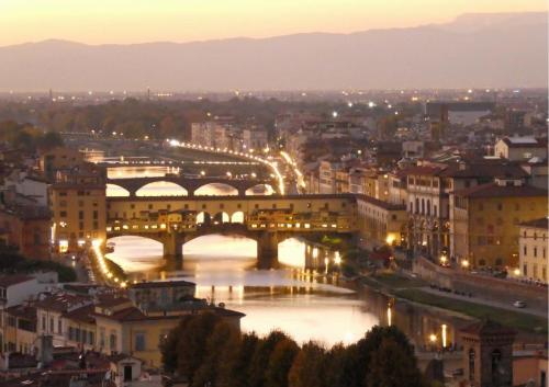 Ponte Vecchio in the foreground with Ponte Santa Trinita just behind - that's the bridge leading directly into our street on this side of the river