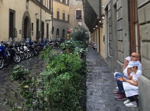 Quick smoke break before the lunch crowd comes in