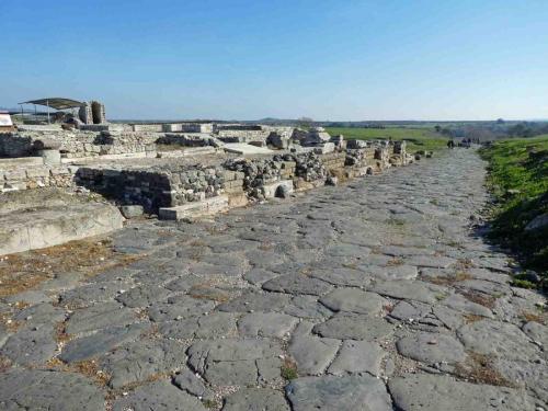 This road was paved by the Romans in 240 BC; part of the Via Aurelia that ran all the way from Pisa to Rome (there are a lot of wheel ruts visible in the basalt pavers)
