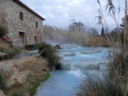Otherwise known as Saturnia Springs; the water temperature here is a constant 37 degrees (but the air temp of around 6 degrees ruled out a dip for us this day)