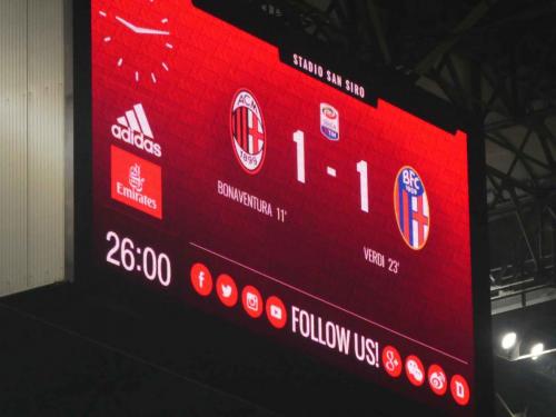Milan scored first, then Bologna equalled just before the break