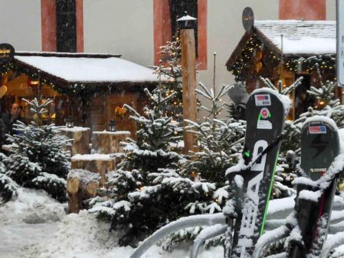 Other places have bike racks; here there are ski racks