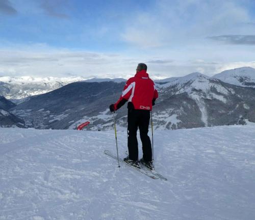 This skier is ready for take off