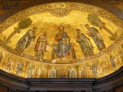 The apse mosaic,which was damaged in the fire, looks just as it did when it was completed in 1220