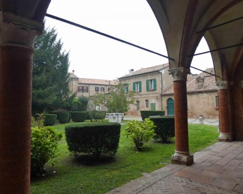 Looking from the cloister into the garden