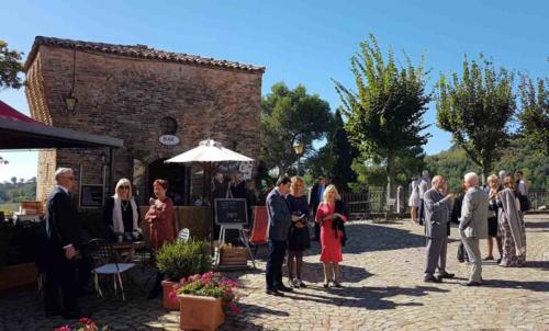 Gathering in the little square before the ceremony