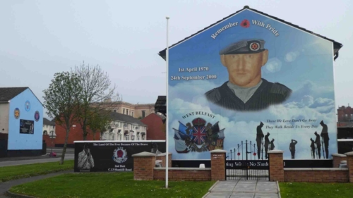 Other murals speak more directly to The Troubles; this one is in the Protestant Shankill area