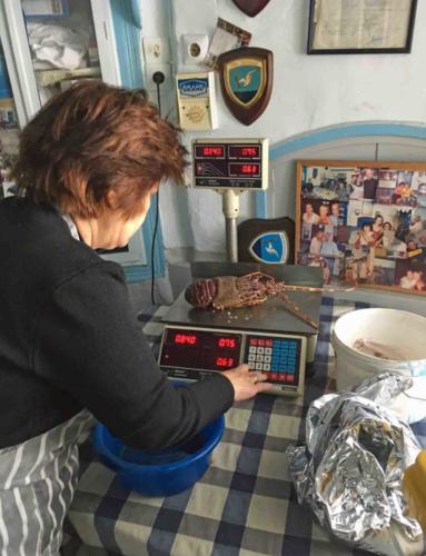 At our local seafood restaurant in Katapola, the menu consisted of what was fresh off the boat