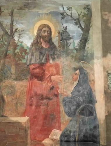 And what a story it is - in 1294 Clare had a vision that Jesus planted his Cross in her heart; after her death Clare's heart was removed from her body and a crucifix and scourge were said to have been found inside it