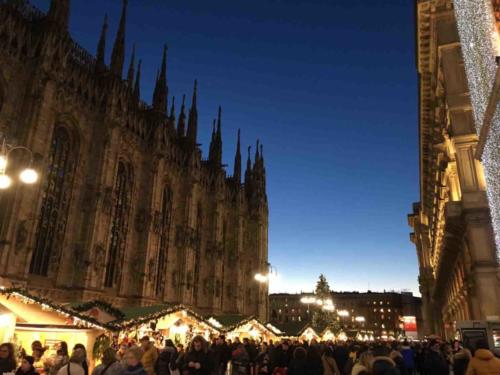 The Christmas market around the Duomo