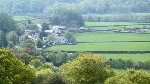 On the return leg, a fine view of Rosthwaite village