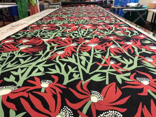 Manwak still on the screen-printing table at Babbarra Women's Centre in the Northern Territory