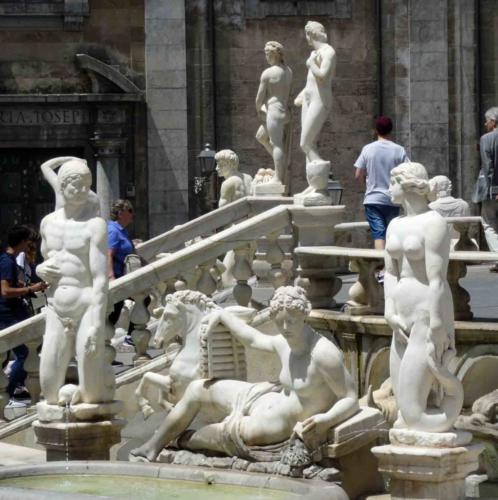 The fountain's statues depicting naked mythological figures led to the Piazza initially being dubbed the 'Square of Shame'