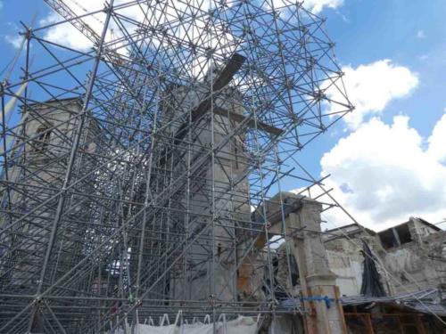 Only the facade of the church survived - and even that is barely standing