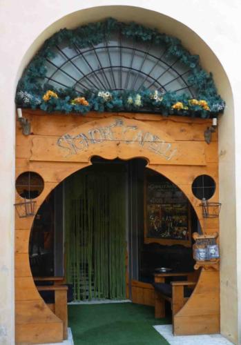 The salon's entrance provided a bit of a clue as to what was going on inside 