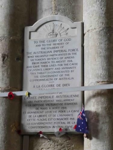 The Cathedral includes tributes to the Allied forces  who helped defend Amiens 