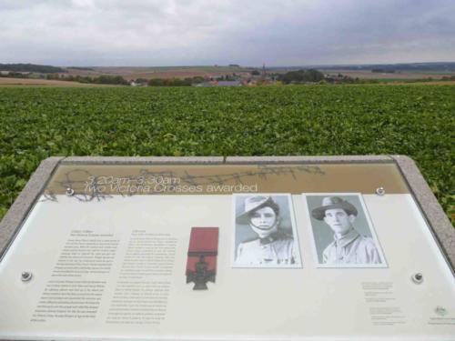 That's the village of Le Hamel in the distance; it took the Allied forces 93 minutes to sweep up that little hill and capture the high ground from the Germans - in one 10-minute period in that fierce battle, two Australian soldiers earned the Victoria Cross