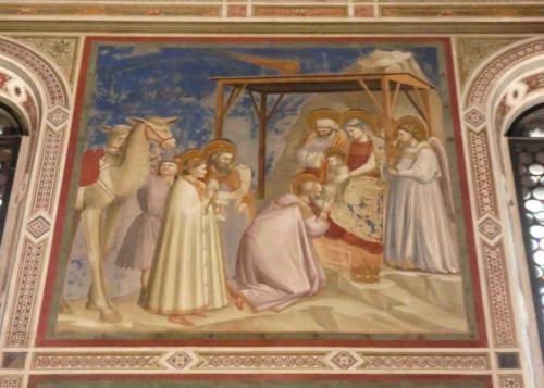 Here in the 'Adoration of the Magi' Giotto has included Halley's Comet which he'd seen pass overhead in 1301
