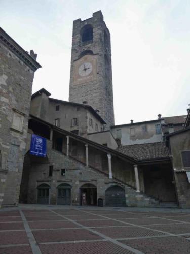 In one corner stands the Campanone, the Civic Tower of Bergamo