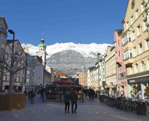 The main street, Maria-Theresien Straße, named for the revered Empress who died in 1780