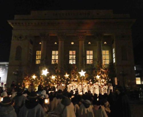In fact we enjoyed a few musical events in Innsbruck; this performance outside the Tyrolean State Theatre was the culmination of the annual 'Christkind' lantern parade through the city 