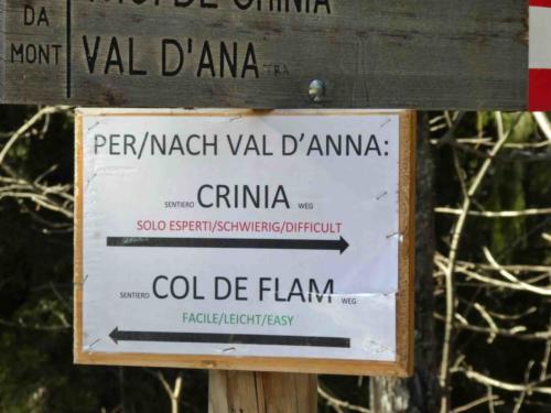 Somehow we had managed to miss this very clear notice (in 3 languages) and set off on the 'difficult' track; not our best decision