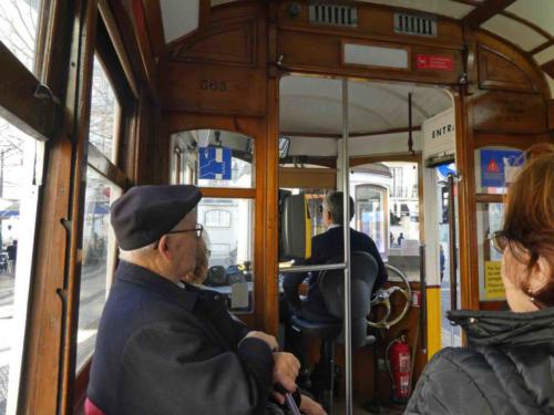 The historic wooden trams still operate on some routes (where modern versions can't cope with the  tight turns and steep gradients)