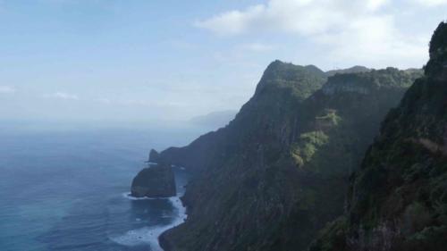 The landscape further around the north-east coast -  no hiking trails along the top of these cliffs!