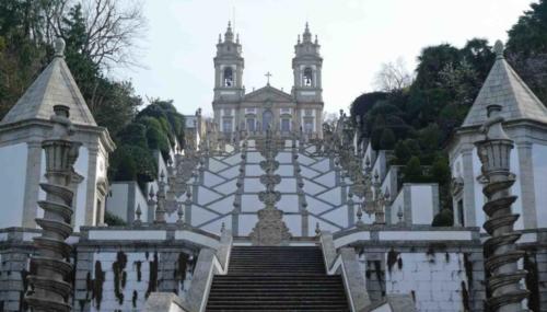 If 'Coimbra is where we study, Braga is where we pray'; the Bom Jesus do Monte not far from Braga with its wonderful Baroque staircase   representing the ascent to heaven