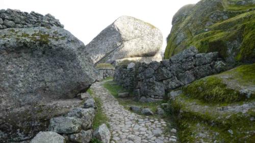 There's a path leading from the village up to the fortified castle