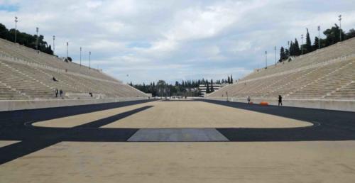Our last stop on the history tour, Athens' Panathenaic Stadium; the ancient stadium was restored and refurbished with gleaming white marble to host the first Olympics of the modern era in 1896