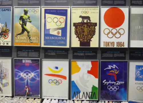 Olympic posters through the years,  including those for Melbourne (1956) and Syd-en-y (2000)