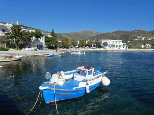 Clear blue water under (mostly) clear blue skies