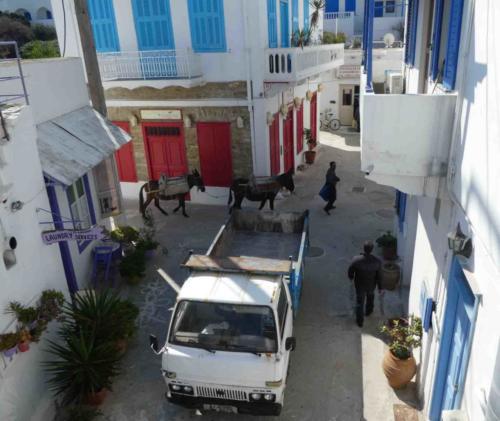 These builder's donkeys were ferrying materials to a site at the top of the village