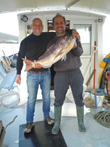 And there it was, a big Axillary Seabream - Greg and Yannis were pretty happy :)