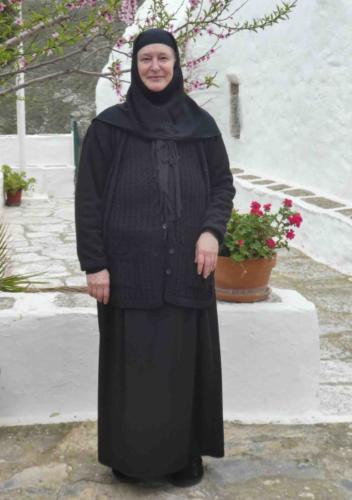 This is Sister Irini, the monastery's only occupant and the only Nun on Amorgos (in a former life, Sister Irini was an art director in an Athen's advertising agency)