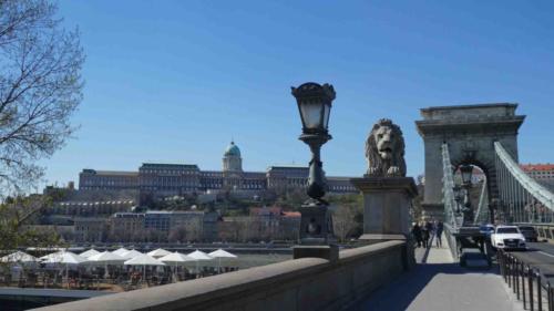 The famous Chain Bridge linking Buda and Pest, the western and eastern sides of Budapest