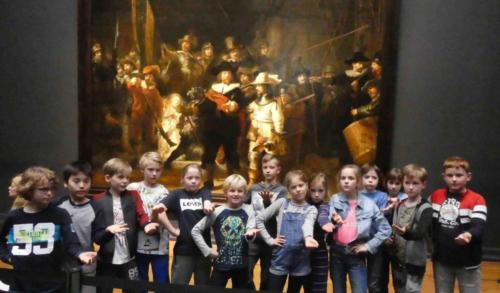 On the day of our visit, a young teacher was giving his charges a detailed description of the painting; at the end he had them all up playing the role of Captain Cocq giving the signal to march - they loved it