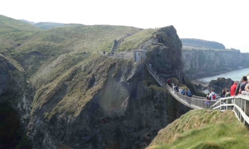 Carrick-a-Rede is a famous rope bridge in County Antrim; it's so popular you have to buy a ticket with a specific crossing time
